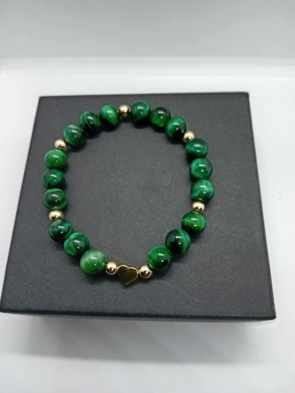 Green Tiger’s Eye & 14K Gold Filled Bracelet Wealth, Growth & Protection Energy